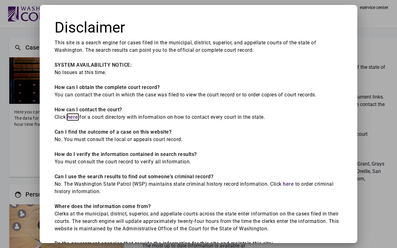 Skamania County criminal court case search through Find My Court Date