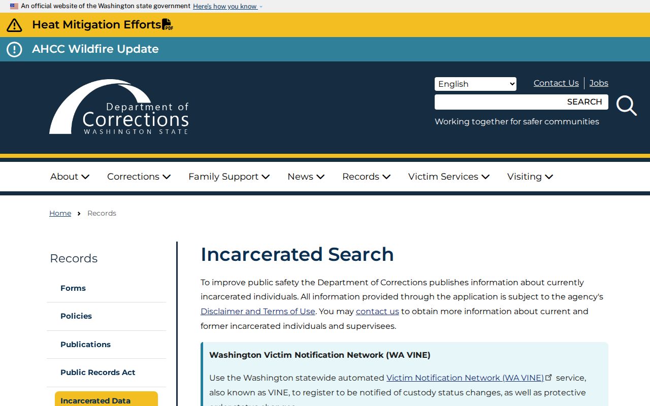 Skamania County criminal record search through the WA DOC inmate locator